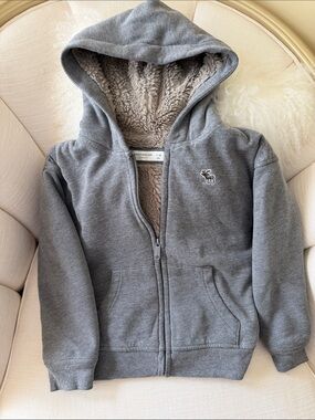 abercrombie kids Gray Sherpa-Lined Zip Hoodie